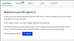 API registry page with the Add API button