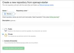 Dialog for creating a new repository from template