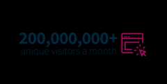 Over 200,000,000 unique visitors a month