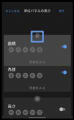 単位パネルの表示画面
