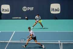 Mate Pavic of Croatia and Marcelo Arevalo of El Salvador during the Miami Open tennis tournament. Mate Pavic of Croatia and Marcelo Arevalo of El Salvador during the Miami Open tennis tournament.