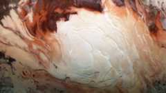 まるでカプチーノ? 火星の南極に広がる甘美な渦巻き模様