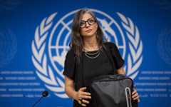 United Nations Special Rapporteur Francesca Albanese looks on at the end of a press conference on the human rights situation in Gaza in Geneva, Switzerland, on September 15, 2025. (Fabrice Coffrini/AFP) United Nations Special Rapporteur Francesca Albanese looks on at the end of a press conference on the human rights situation in Gaza in Geneva, Switzerland, on September 15, 2025. (Fabrice Coffrini/AFP)