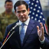 US Secretary of State Marco Rubio speaks to the media at the Civil-Military Coordination Center for Gaza in southern Israel, October 24, 2025. (Fadel Senna/Pool Photo via AP) US Secretary of State Marco Rubio speaks to the media at the Civil-Military Coordination Center for Gaza in southern Israel, October 24, 2025. (Fadel Senna/Pool Photo via AP)