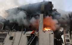 Researchers search a burning house hit by an Israeli airstrikes in Gaza City, on November 22, 2025 (Omar AL-QATTAA / AFP) Researchers search a burning house hit by an Israeli airstrikes in Gaza City, on November 22, 2025 (Omar AL-QATTAA / AFP)