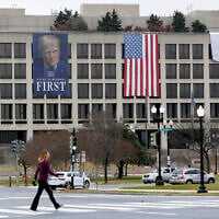 A portrait of US President Donald Trump hangs on the US Labor Department headquarters near the Capitol, on November 26, 2025, in Washington. (AP/Rahmat Gul) A portrait of US President Donald Trump hangs on the US Labor Department headquarters near the Capitol, on November 26, 2025, in Washington. (AP/Rahmat Gul)
