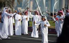 Illustrative: Qatari people holding swords to celebrate Qatar National Day, Doha, Qatar, December 09, 2014 (Hussein Ali/iStock by Getty Images) Illustrative: Qatari people holding swords to celebrate Qatar National Day, Doha, Qatar, December 09, 2014 (Hussein Ali/iStock by Getty Images)
