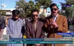 Musab Rasoulizad (right) reporting from Iran's southeastern Sistan-Baluchistan province during the anniversary of the Islamic Revolution, February 11, 2026. (X video screenshot: used in accordance with Clause 27a of the Copyright Law) Musab Rasoulizad (right) reporting from Iran's southeastern Sistan-Baluchistan province during the anniversary of the Islamic Revolution, February 11, 2026. (X video screenshot: used in accordance with Clause 27a of the Copyright Law)