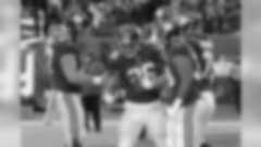 New York Giants' Saquon Barkley (26), center, celebrates his touchdown during the second half of an NFL football game against the Tampa Bay Buccaneers, Sunday, Nov. 18, 2018, in East Rutherford, N.J. (AP Photo/Bill Kostroun)