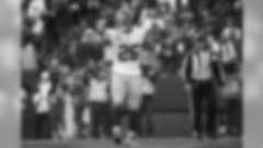 New York Giants running back Saquon Barkley reacts after catching a touchdown pass from quarterback Daniel Jones during the first half of an NFL football game against the Washington Redskins, Sunday, Dec. 22, 2019, in Landover, Md. (AP Photo/Alex Brandon)