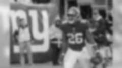 New York Giants running back Saquon Barkley (26) celebrates after rushing 68 yards for a touchdown during the second half of an NFL football game against the Jacksonville Jaguars Sunday, Sept. 9, 2018, in East Rutherford, N.J. (AP Photo/Bill Kostroun)