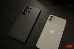 Samsung Galaxy S24 Ultra and iPhone 11 next to each other