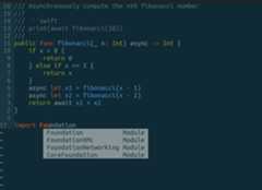 LSP-driven autocomplete completing the Foundation module