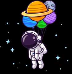astronaut with balloons in space