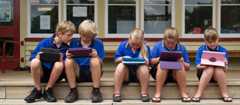 Students at Leamington Primary School in Cambridge using iPads in 2014