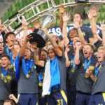 Nashville SC celebrate after defeating Austin FC 2-1 to win the 2025 US Open Cup title. Photo: Laura Gallo