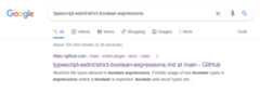 Screenshot of searching "typescript-eslint/strict-boolean-expressions" on Google and getting the .md file