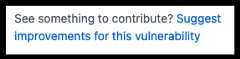 Screen shot showing the "Suggest improvements for this vulnerability" link in the right sidebar