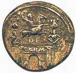 Coin, commemorating Drusus' victories. struck by his son Claudius. Museum Valkhof, Nijmegen (Holland). Photo Marco Prins. Coin, commemorating Drusus' victories. struck by his son Claudius. Museum Valkhof, Nijmegen (Holland). Photo Marco Prins.