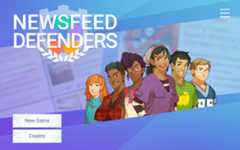 Starting screen for NewsFeed Defenders, an iCivics game about media literacy.