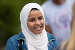 A student at an on campus event