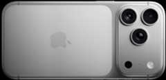iPhone 17 Pro, silver, back exterior, Pro Fusion camera system, 3 lenses, microphone, flash