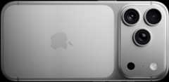 iPhone 17 Pro, silver, back exterior, Pro Fusion camera system, 3 lenses, microphone, flash