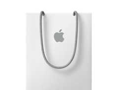 Apple shopping bag in white color with Apple Logo near top