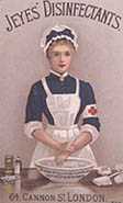 Picture of a nurse washing her hands with Jeyes' Disinfectant