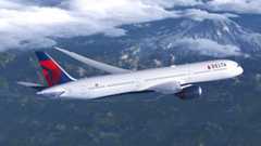 Delta 787-10 Flying Over Mountains