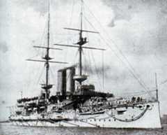 Rear Admiral Sir Christopher Cradock’s aged battleship HMS Canopus: Battle of Coronel on 1st November 1914 in the First World War