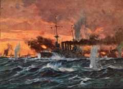 SMS Scharnhorst at the Battle of Coronel on 1st November 1914 in the First World War: picture by Claus Bergen