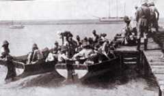 Landing party from SMS Emden after destroying the Australian Radio station on the Cocos Islands, immediately before Emden was intercepted and destroyed by HMAS Sydney on 9th November 1914