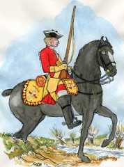 6th Dragoons: Battle of Rocoux 30th September 1746 in the War of the Austrian Succession: picture by Mackenzies from Representation of Cloathing