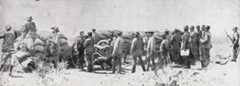 Boer gunners firing into Kimberley: Siege of Kimberley, 14th October 1899 to 15th February 1900 during the Great Boer War