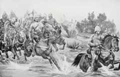 Royal Horse Artillery of French's Cavalry Division: Siege of Kimberley, 14th October 1899 to 15th February 1900 during the Great Boer War: picture by Richard Caton Woodville
