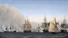 Battle of Copenhagen on 2nd April 1801 in the Napoleonic Wars: picture by Adelsteen Normann