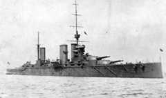 British battle cruiser HMS Lion, Rear Admiral Beatty’s flagship at the Battle of Heligoland Bight on 28th August 1914. The three ships of Beatty’s battle cruiser squadron, from the Grand Fleet based at Scapa Flow in the Orkneys, were sent to assist in the Battle of Heligoland Bight on 28th August 1914 in the First World War. Their presence proved decisive, the ships sinking the German light cruisers, SMS Cöln and Ariadne