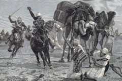19th Hussars advancing across the desert: Battle of Abu Klea fought on 17th January 1884 in the Sudanese War: picture by Richard Caton Woodville
