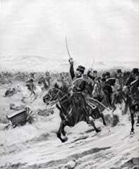Charge of the Light Brigade at the Battle of Balaclava on 25th October 1854 in the Crimean War: picture by Henri Dupray