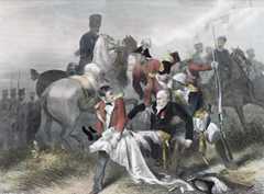 Mortal wounding of Major General Sir Robert Sale at the Battle of Moodkee on 18th December 1845 during the First Sikh War