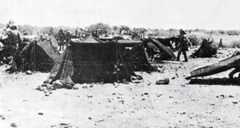British bivouac in the desert: Battle of Atbara on 8th April 1898 in the Sudanese War