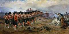 The Thin Red Line tipped with steel: 93rd Highlanders at the Battle of Balaclava on 25th October 1854 in the Crimean War: picture by Robert Gibb