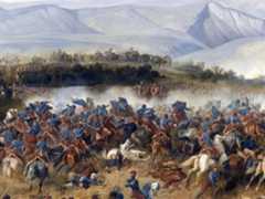 French 4th Chasseurs d'Afrique attacking the Fedioukine Hills at the Battle of Balaclava on 25th October 1854 in the Crimean War