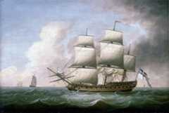 British frigate in the Seven Years War: Capture of Manilla 6th October 1762 in the Seven Years War: picture by Dominic Serres