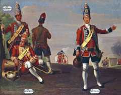 Grenadiers of English regiments in the Seven Years War: picture by David Morier