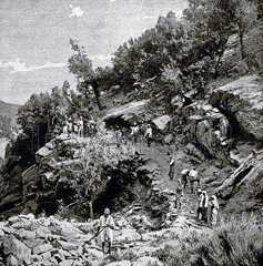 Bengal Sappers and Miners building roads in Chitral: Siege and Relief of Chitral, 3rd March to 20th April 1895 on the North-West Frontier of India