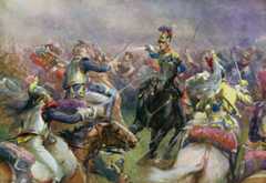 Royal Horse Guards (the Blues) in the charge at the Battle of Waterloo on 18th June 1815: picture by Christopher Clark