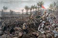 Cameron Highlanders storming the Zeriba at the Battle of Atbara on 8th April 1898 in the Sudanese War: print by Stanley Berkeley