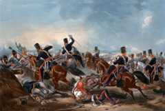 Attack of the British 3rd King’s Own Light Dragoons at the Battle of Ferozeshah on 22nd December 1845 during the First Sikh War: picture by Martens